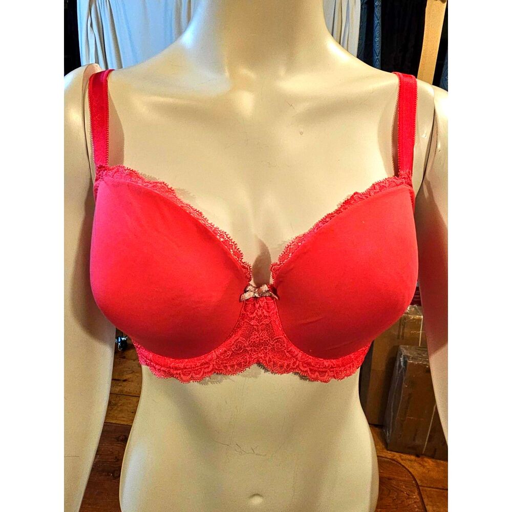 Victoria’s Secret Dream Angels Lined Demi Bra 34DD Hot Pink Lace Underwire